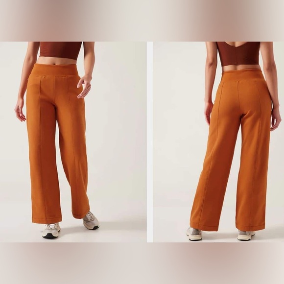 Athleta Pants - Athleta Retroplush Straight Leg Pant Size large Orange Zip pockets